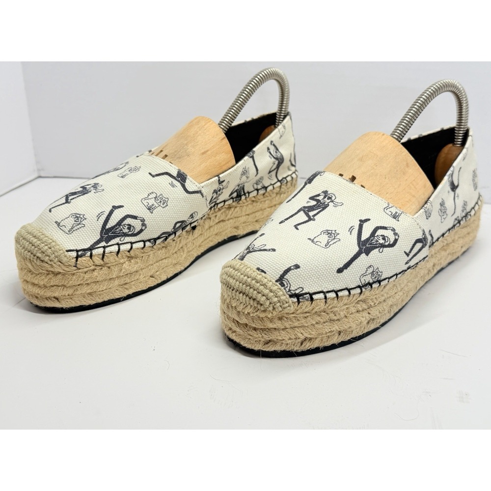 Karl Lagerfeld Paris Antibes7 Women 6.5 Cream Canvas Platform Espadrilles - Picture 6 of 11